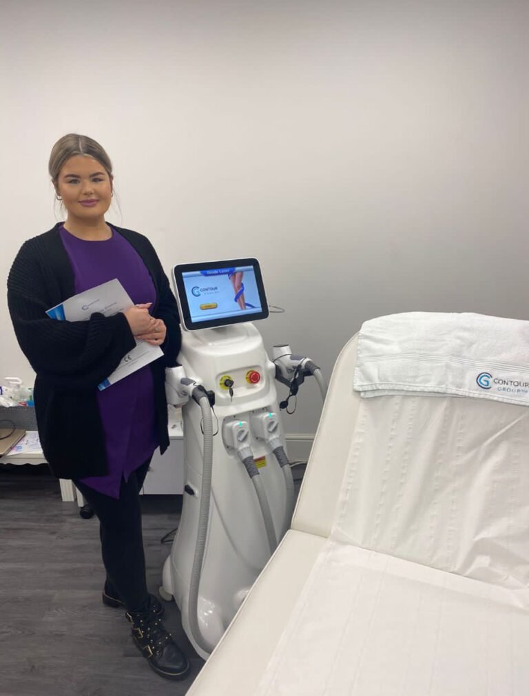 Practitioners celebrating their Contour machine training certificates
