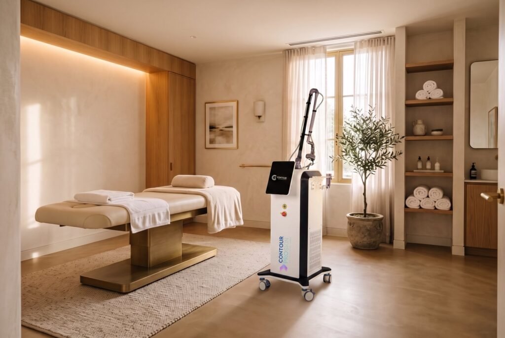 Contour ProSkin CO2 fractional laser machine in a warm clinic treatment room