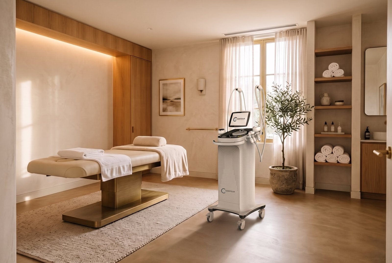 Contour RF-CAV cavitation machine in a clinic treatment room