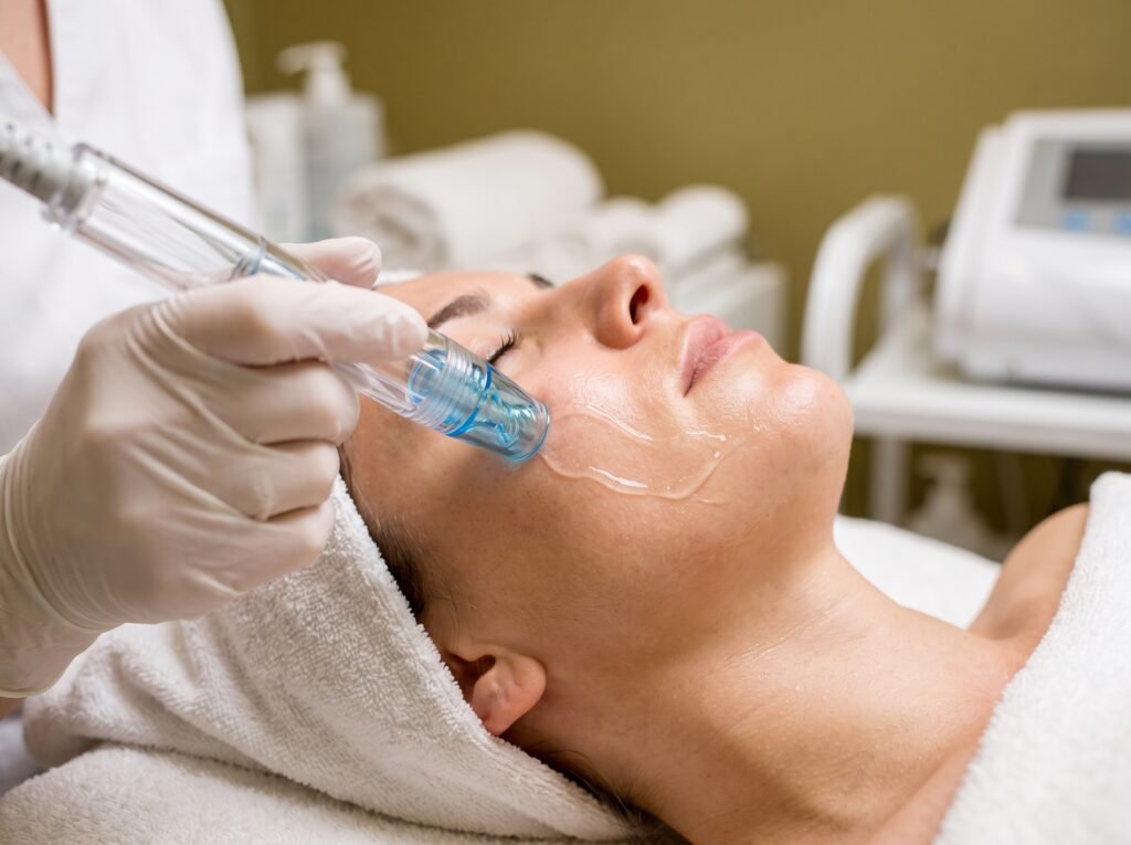 Hydro-dermabrasion facial close-up