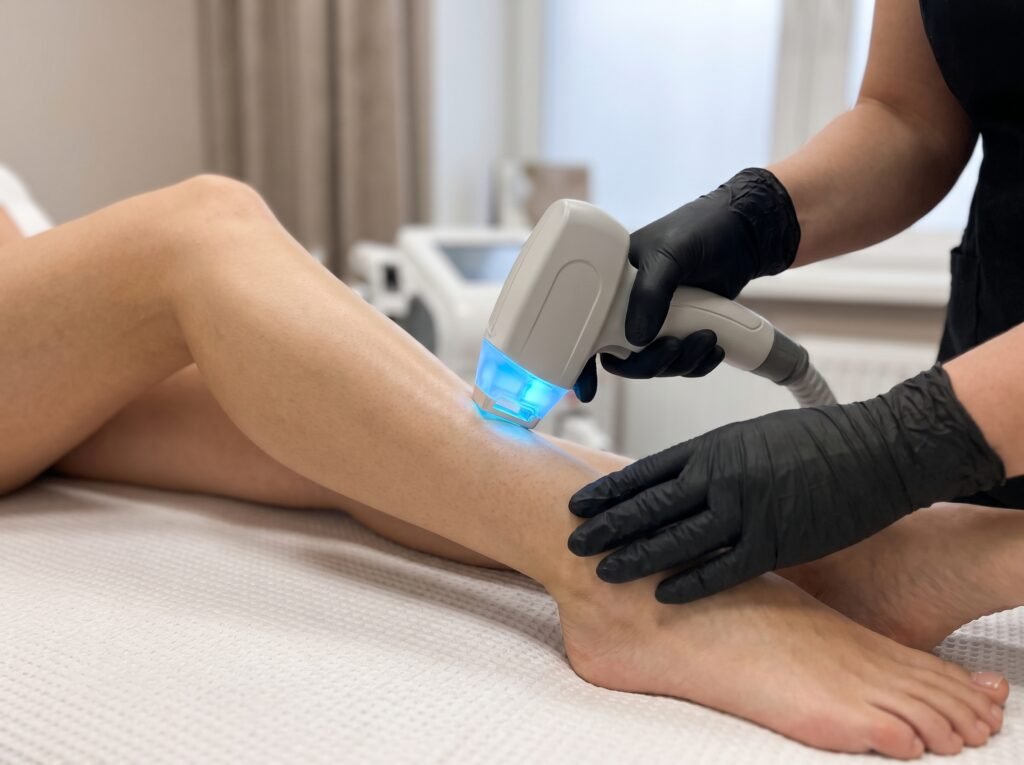 Diode laser hair removal on the lower leg