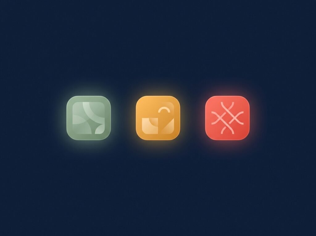 Navy illustration of green, amber and red tiers
