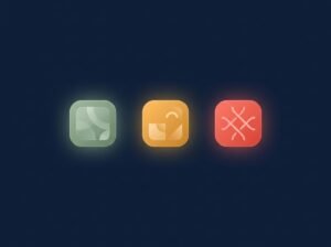 Navy illustration of green, amber and red tier badges