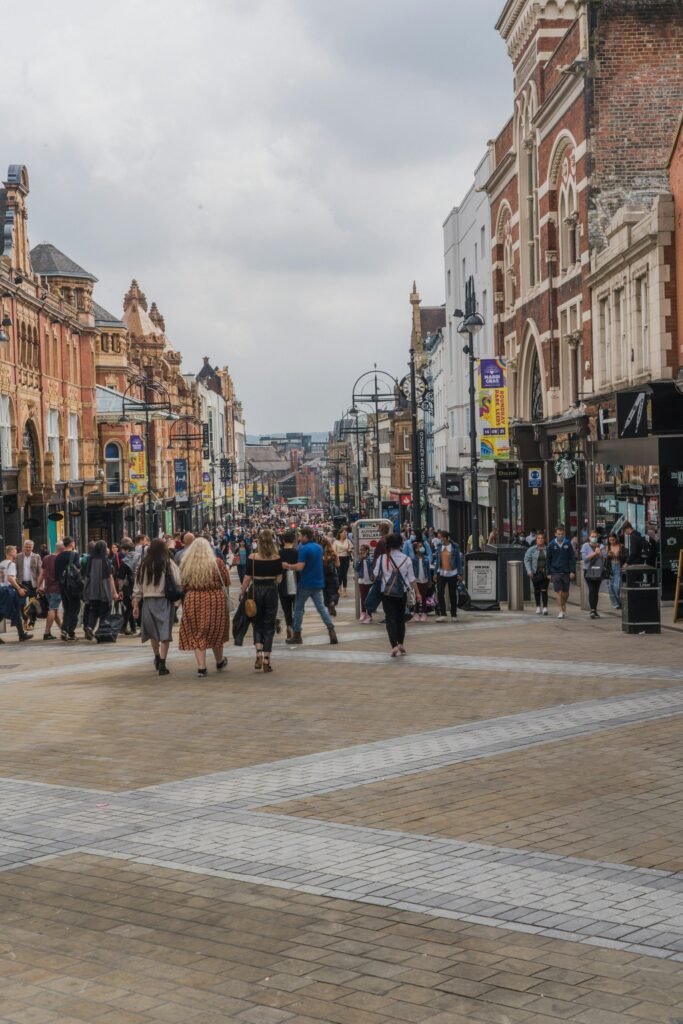 People walking on a UK high street
