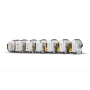 HIFU replacement treatment cartridges in a row on a white background